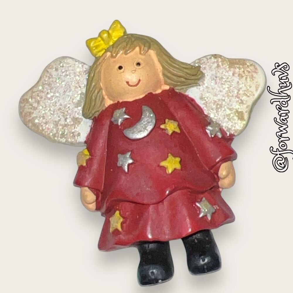 Vintage Hand Painted Angel Brooch